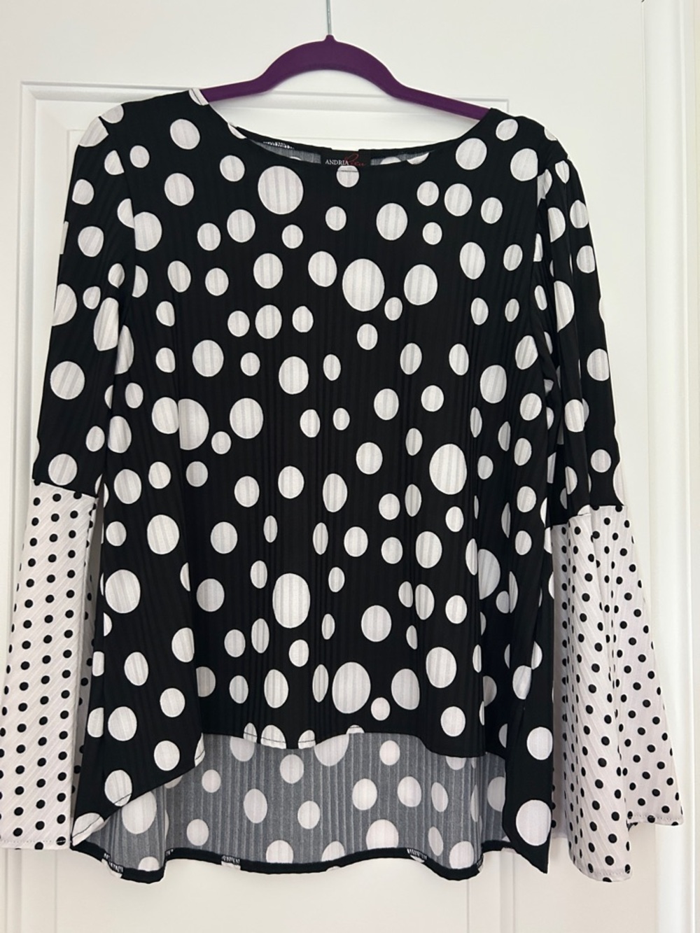 Mixed-Polka Dot Black & White Blouse by Andria Lieu